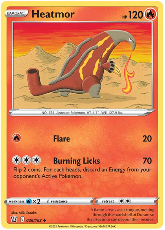 026, Fire, Normal, Reverse Holofoil, Sword & Shield: Battle Styles, Uncommon, Water[×2] Heatmor (026/163) [Sword & Shield: Battle Styles] - Trading Card World
