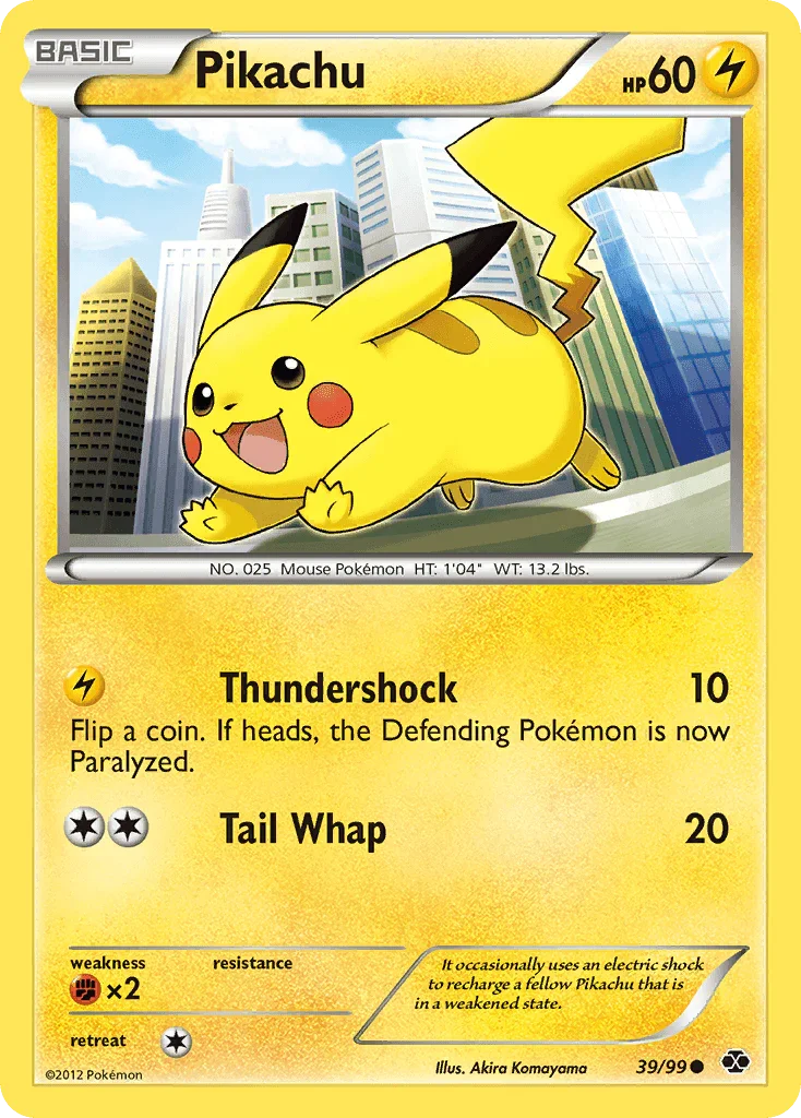39, Black & White: Next Destinies, Common, Fighting[×2], Lightning, Normal, Reverse Holofoil Pikachu (39/99) [Black & White: Next Destinies] - Trading Card World