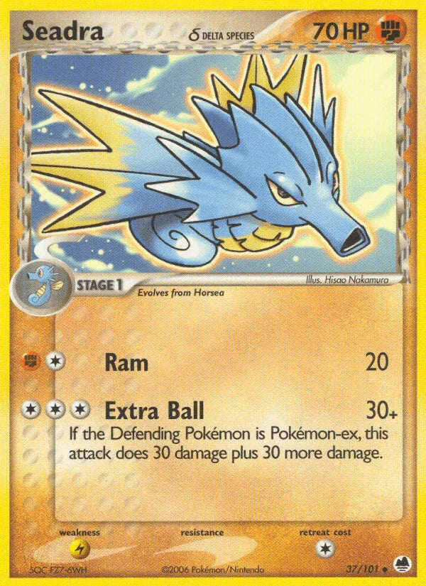 37, EX: Dragon Frontiers, Fighting, Lightning[×2], Normal, Uncommon Seadra (37/101) (Delta Species) [EX: Dragon Frontiers] - Trading Card World