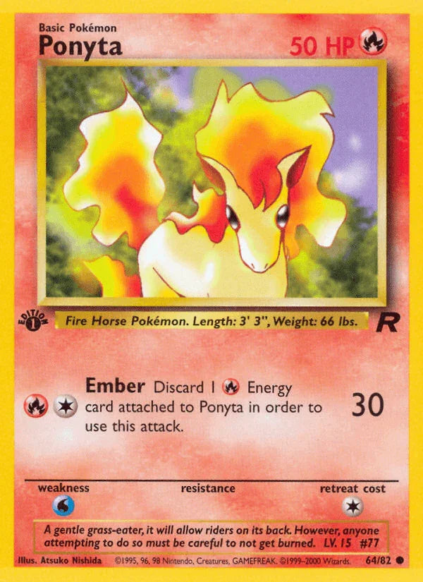1st Edition Normal, 64, Common, Fire, Team Rocket 1st Edition, Water[×2] Ponyta (64/82) [Team Rocket 1st Edition] - Trading Card World