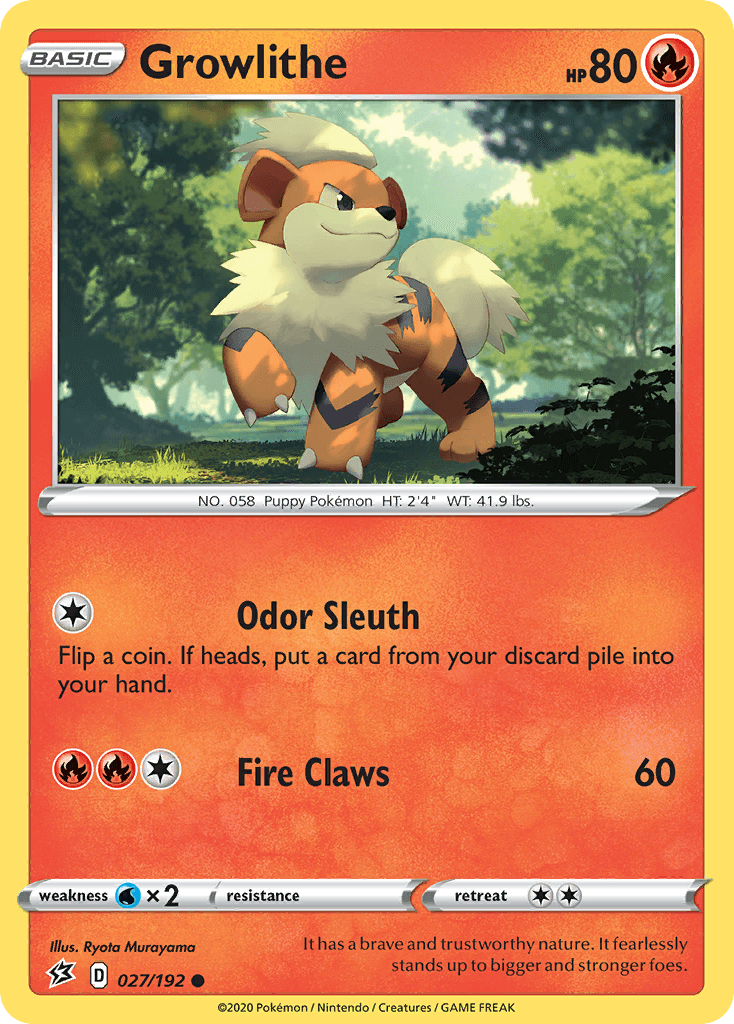 027, Common, Fire, Normal, Reverse Holofoil, Sword & Shield: Rebel Clash, Water[×2] Growlithe (027/192) [Sword & Shield: Rebel Clash] - Trading Card World
