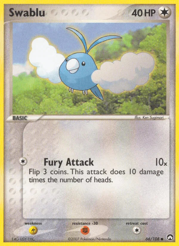 66, Colorless, Common, EX: Power Keepers, Fighting[-30], Lightning[×2], Normal Swablu (66/108) [EX: Power Keepers] - Trading Card World