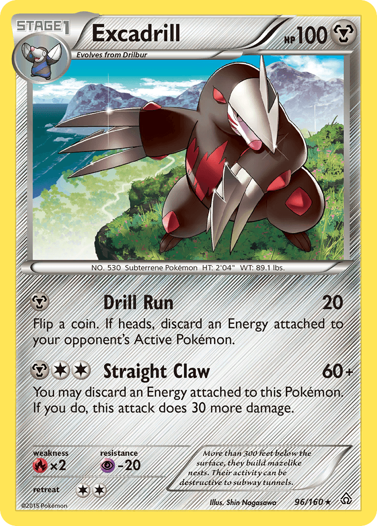 96, Fire[×2], Metal, Normal, Psychic[-20], Rare, Reverse Holofoil, XY: Primal Clash Excadrill (96/160) [XY: Primal Clash] - Trading Card World