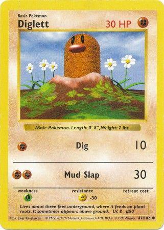 47, Base Set Shadowless Unlimited, Common, Fighting, Grass[×2], Lightning[-30], Normal Diglett (47/102) [Base Set Shadowless Unlimited] - Trading Card World