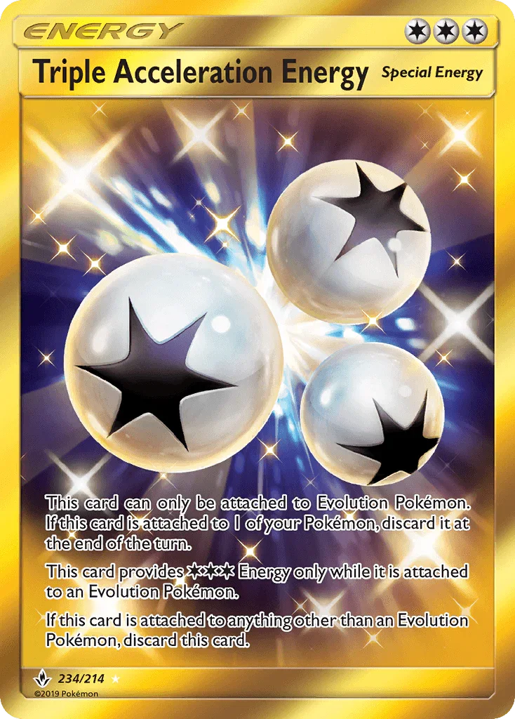 234, Energy, Holofoil, Secret Rare, Sun & Moon: Unbroken Bonds Triple Acceleration Energy (234/214) [Sun & Moon: Unbroken Bonds] - Trading Card World