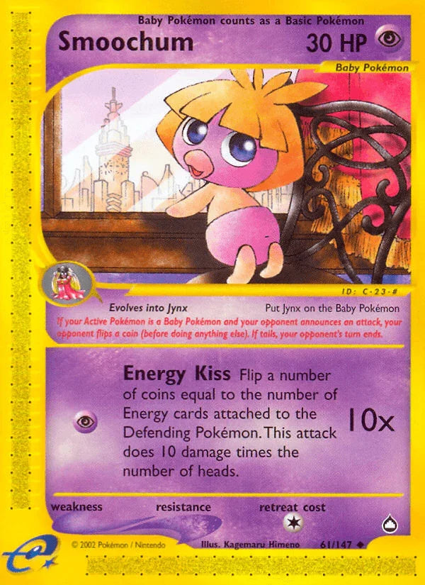 61, Aquapolis, Normal, Psychic, Reverse Holofoil, Uncommon Smoochum (61/147) [Aquapolis] - Trading Card World