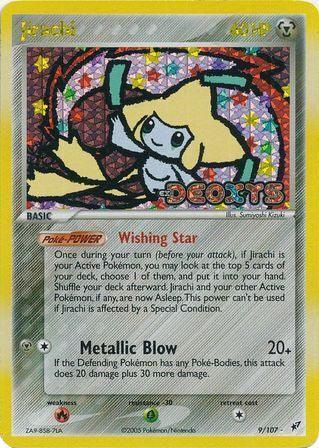 EX: Deoxys, Fire[×2], Grass[-30], Holo Rare, Metal, Reverse Holofoil Jirachi (9/107) (Stamped) [EX: Deoxys] - Trading Card World