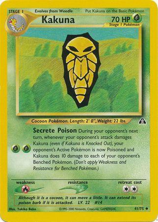 41, Fire[×2], Grass, Neo Discovery Unlimited, Normal, Uncommon Kakuna (41/75) [Neo Discovery Unlimited] - Trading Card World