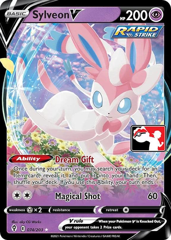 074, Holofoil, Metal [x2], Prize Pack Series One, Psychic, Ultra Rare Sylveon V (074/203) [Prize Pack Series One] - Trading Card World
