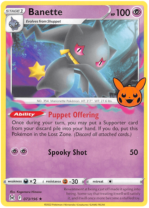 073, Darkness [x2], Fighting [-30], Normal, Promo, Psychic, Trick or Trade 2023 Banette (073/196) [Trick or Trade 2023] - Trading Card World