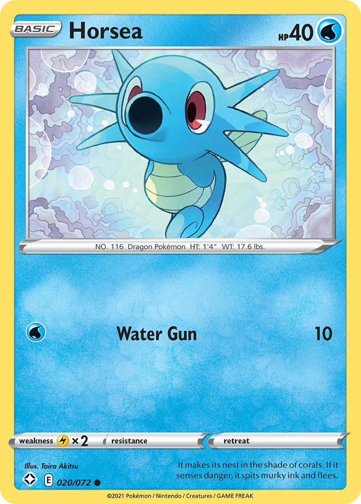 020, Common, Lightning[×2], Normal, Reverse Holofoil, Sword & Shield: Shining Fates, Water Horsea (020/072) [Sword & Shield: Shining Fates] - Trading Card World