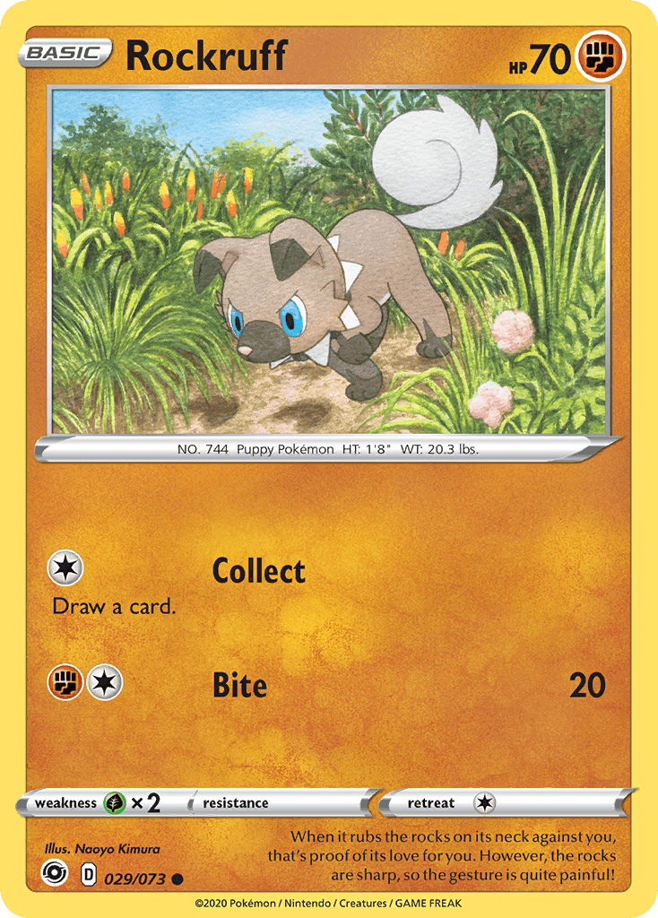 029, Common, Fighting, Grass[×2], Normal, Reverse Holofoil, Sword & Shield: Champion's Path Rockruff (029/073) [Sword & Shield: Champion's Path] - Trading Card World