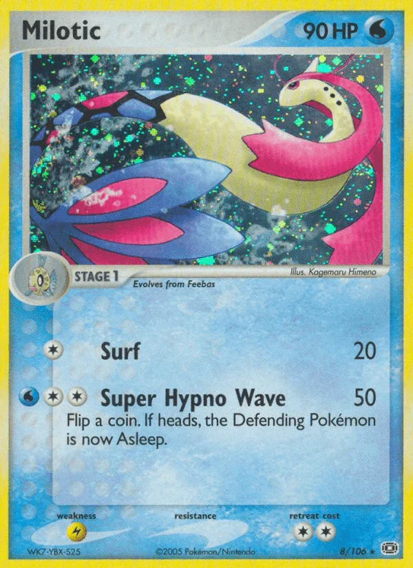 EX: Emerald, Holo Rare, Holofoil, Lightning[×2], Water Milotic (8/106) [EX: Emerald] - Trading Card World