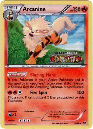 12, Black & White: Black Star Promos, Fire, Holofoil, Promo, Water [x2] Arcanine (12/99) (Prerelease Promo) [Black & White: Black Star Promos] - Trading Card World