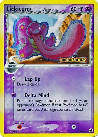 19, EX: Dragon Frontiers, Fighting[×2], Psychic, Rare, Reverse Holofoil Lickitung (19/101) (Delta Species) (Stamped) [EX: Dragon Frontiers] - Trading Card World