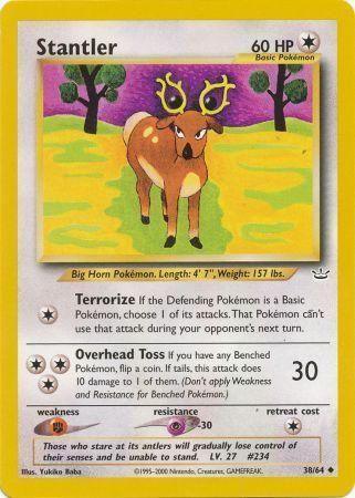 38, Colorless, Fighting[×2], Neo Revelation Unlimited, Normal, Psychic[-30], Uncommon Stantler (38/64) [Neo Revelation Unlimited] - Trading Card World