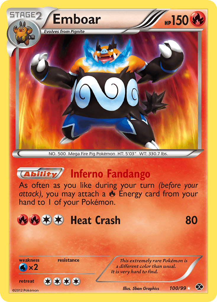100, Black & White: Next Destinies, Fire, Holofoil, Secret Rare, Water[×2] Emboar (100/99) [Black & White: Next Destinies] - Trading Card World