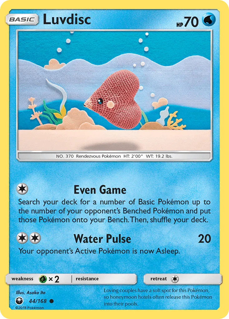 44, Common, Grass[×2], Normal, Reverse Holofoil, Sun & Moon: Celestial Storm, Water Luvdisc (44/168) [Sun & Moon: Celestial Storm] - Trading Card World