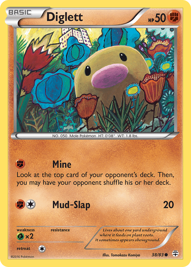 38, Common, Fighting, Grass[×2], Normal, Reverse Holofoil, XY: Generations Diglett (38/83) [XY: Generations] - Trading Card World