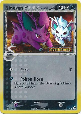 57, Common, Darkness, EX: Dragon Frontiers, Psychic[×2], Reverse Holofoil Nidoran (57/101) (Male) (Delta Species) (Stamped) [EX: Dragon Frontiers] - Trading Card World