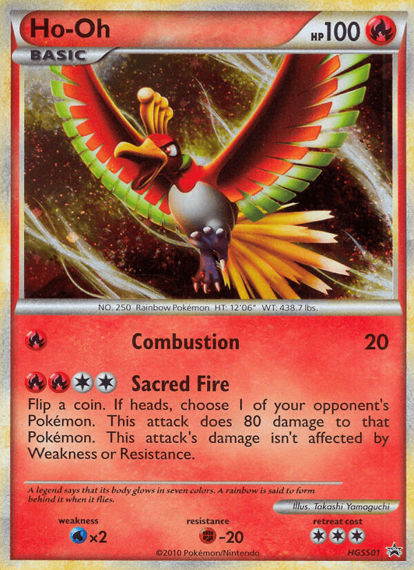 Black Star Promo, Fighting[-20], Fire, HeartGold & SoulSilver: Black Star Promos, HGSS01, Holofoil, Water[×2] Ho-Oh (HGSS01) [HeartGold & SoulSilver: Black Star Promos] - Trading Card World