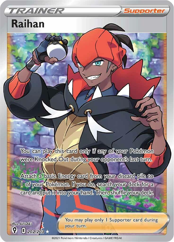 202, Holofoil, Supporter, Sword & Shield: Evolving Skies, Ultra Rare Raihan (202/203) [Sword & Shield: Evolving Skies] - Trading Card World
