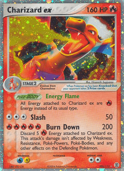 105, EX: FireRed & LeafGreen, Fire, Holofoil, Lightning[×2], Ultra Rare, Water[×2] Charizard ex (105/112) [EX: FireRed & LeafGreen] - Trading Card World