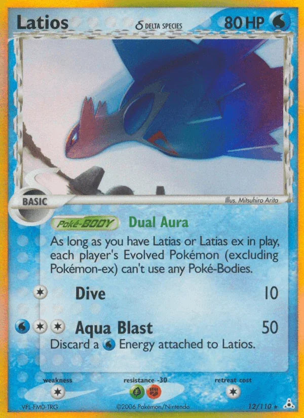 12, Colorless[×2], EX: Holon Phantoms, Fighting[-30], Grass[-30], Holo Rare, Holofoil, Water Latios (12/110) (Delta Species) [EX: Holon Phantoms] - Trading Card World