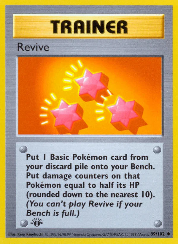 1st Edition Normal, 89, Base Set 1st Edition, Trainer, Uncommon Revive (89/102) (Shadowless) [Base Set 1st Edition] - Trading Card World
