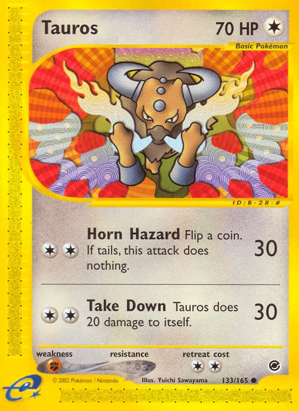 133, Colorless, Common, Expedition: Base Set, Fighting[×2], Normal, Reverse Holofoil Tauros (133/165) [Expedition: Base Set] - Trading Card World