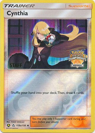 119a, Promo, Reverse Holofoil, Sun & Moon: Ultra Prism, Supporter Cynthia (119a/156) (Regional Championship Promo Staff) [Sun & Moon: Ultra Prism] - Trading Card World