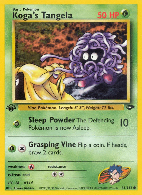 1st Edition Normal, 81, Common, Fire[×2], Grass, Gym Challenge 1st Edition Koga's Tangela (81/132) [Gym Challenge 1st Edition] - Trading Card World