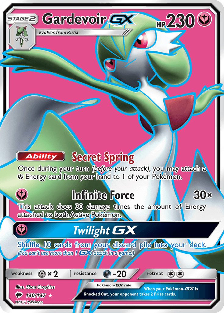 140, Darkness[-20], Fairy, Holofoil, Metal[×2], Sun & Moon: Burning Shadows, Ultra Rare Gardevoir GX (140/147) [Sun & Moon: Burning Shadows] - Trading Card World
