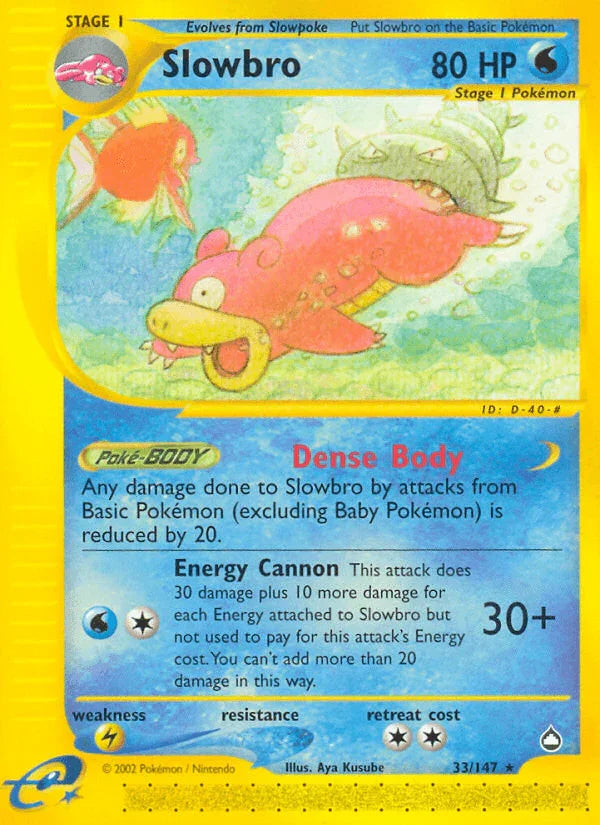 33, Aquapolis, Lightning[×2], Normal, Rare, Reverse Holofoil, Water Slowbro (33/147) [Aquapolis] - Trading Card World