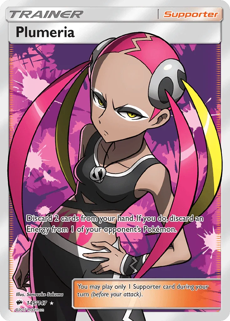 145, Holofoil, Sun & Moon: Burning Shadows, Supporter, Ultra Rare Plumeria (145/147) [Sun & Moon: Burning Shadows] - Trading Card World