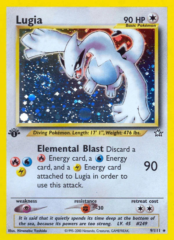 1st Edition Holofoil, Colorless, Fighting[-30], Holo Rare, Neo Genesis 1st Edition, Psychic[×2] Lugia (9/111) [Neo Genesis 1st Edition] - Trading Card World