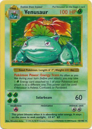 15, Base Set Shadowless Unlimited, Fire[×2], Grass, Holo Rare, Holofoil Venusaur (15/102) [Base Set Shadowless Unlimited] - Trading Card World