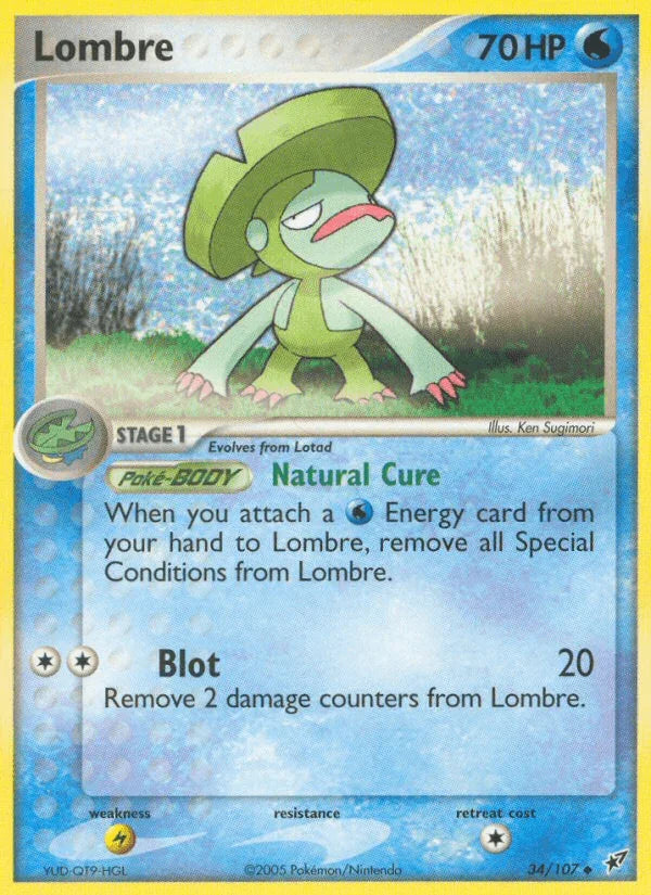 34, EX: Deoxys, Lightning[×2], Normal, Uncommon, Water Lombre (34/107) [EX: Deoxys] - Trading Card World