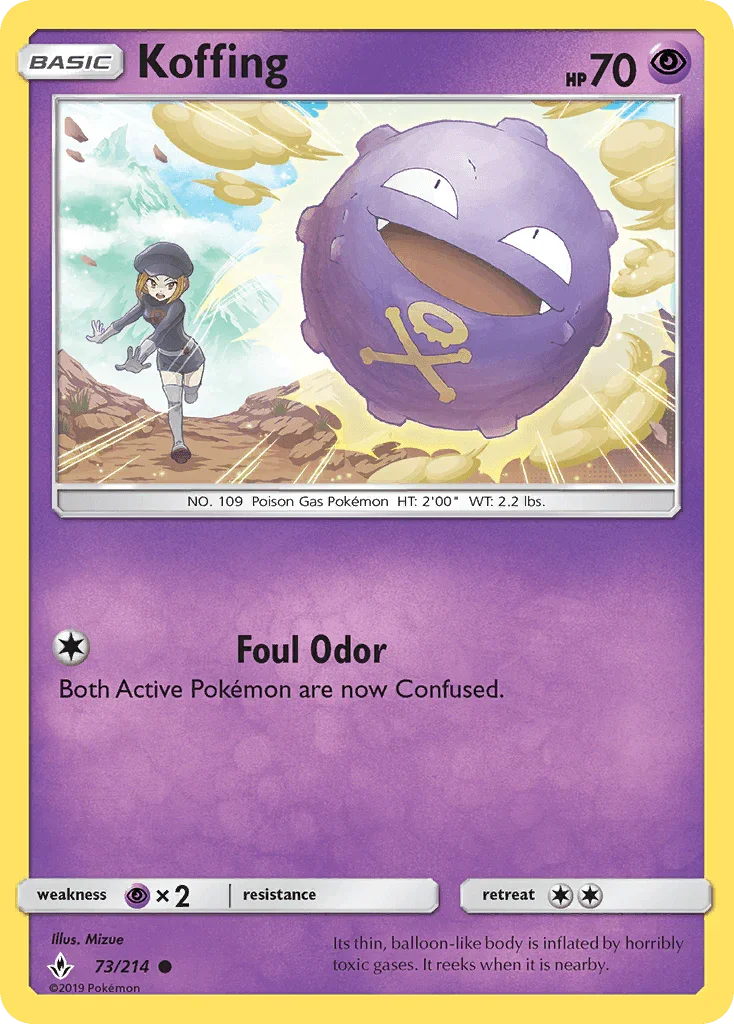 73, Common, Normal, Psychic, Psychic[×2], Reverse Holofoil, Sun & Moon: Unbroken Bonds Koffing (73/214) [Sun & Moon: Unbroken Bonds] - Trading Card World