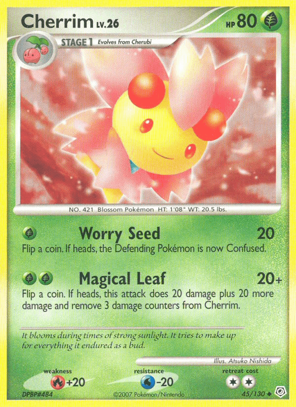 45, Diamond & Pearl: Base Set, Fire[+20], Grass, Normal, Reverse Holofoil, Uncommon, Water[-20] Cherrim (45/130) [Diamond & Pearl: Base Set] - Trading Card World