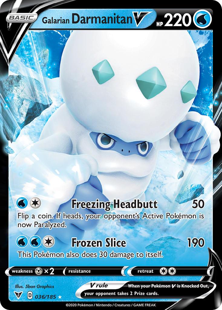 036, Holofoil, Metal[×2], Sword & Shield: Vivid Voltage, Ultra Rare, Water Galarian Darmanitan V (036/185) [Sword & Shield: Vivid Voltage] - Trading Card World