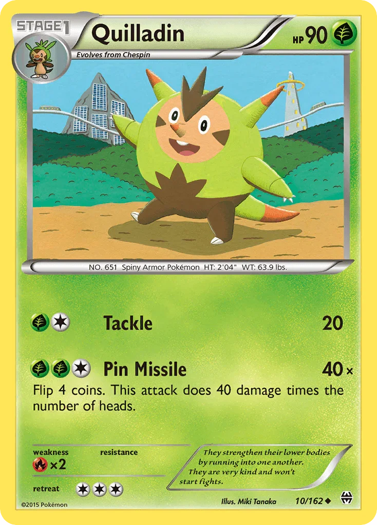10, Fire[×2], Grass, Normal, Reverse Holofoil, Uncommon, XY: BREAKthrough Quilladin (10/162) [XY: BREAKthrough] - Trading Card World