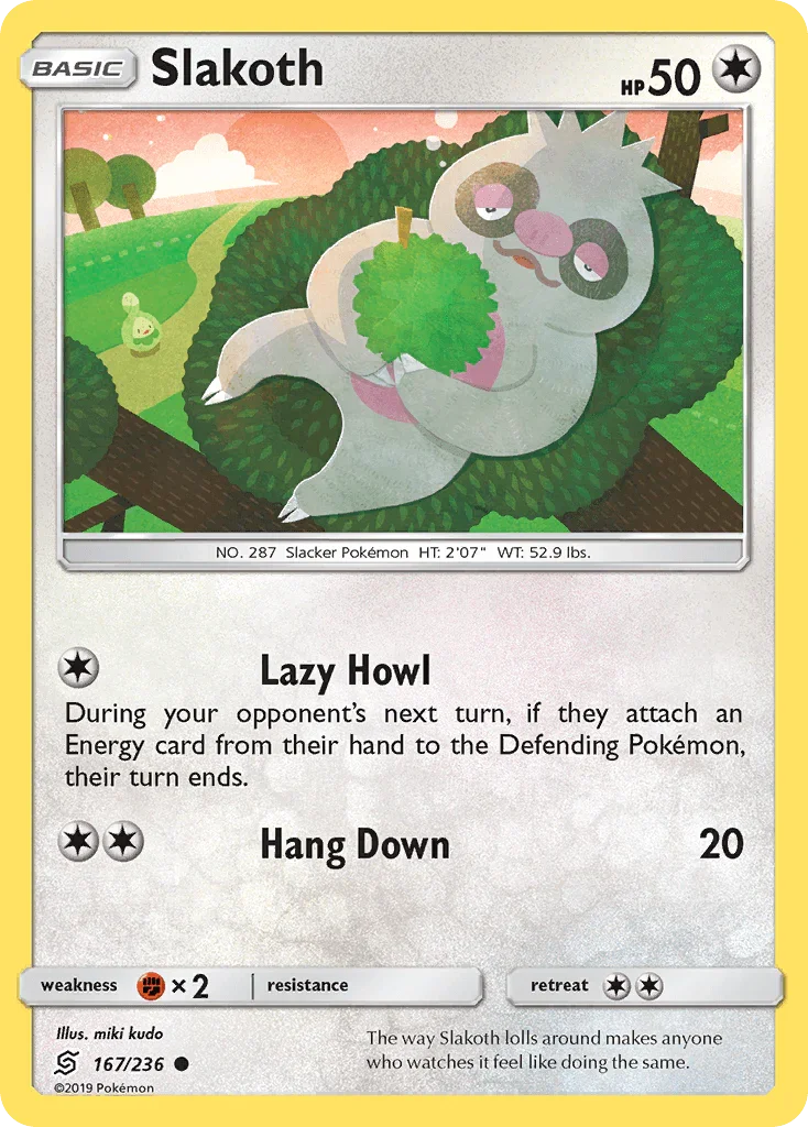 167, Colorless, Common, Fighting[×2], Normal, Reverse Holofoil, Sun & Moon: Unified Minds Slakoth (167/236) [Sun & Moon: Unified Minds] - Trading Card World