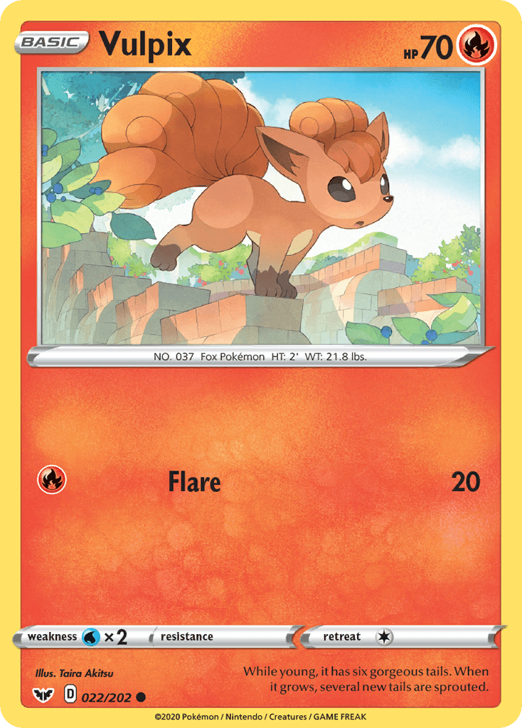 022, Common, Fire, Normal, Reverse Holofoil, Sword & Shield: Base Set, Water[×2] Vulpix (022/202) [Sword & Shield: Base Set] - Trading Card World