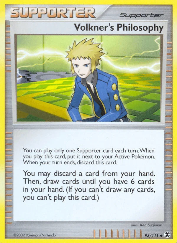 98, Normal, Platinum: Rising Rivals, Reverse Holofoil, Supporter, Uncommon Volkner's Philosophy (98/111) [Platinum: Rising Rivals] - Trading Card World