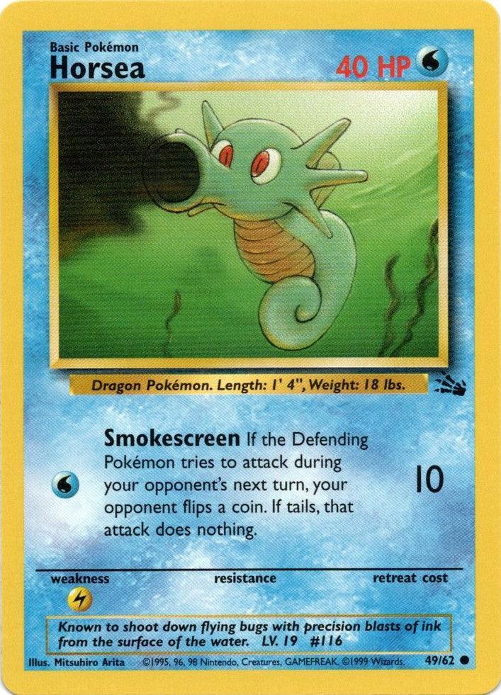 49, Common, Fossil Unlimited, Lightning[×2], Normal, Water Horsea (49/62) [Fossil Unlimited] - Trading Card World