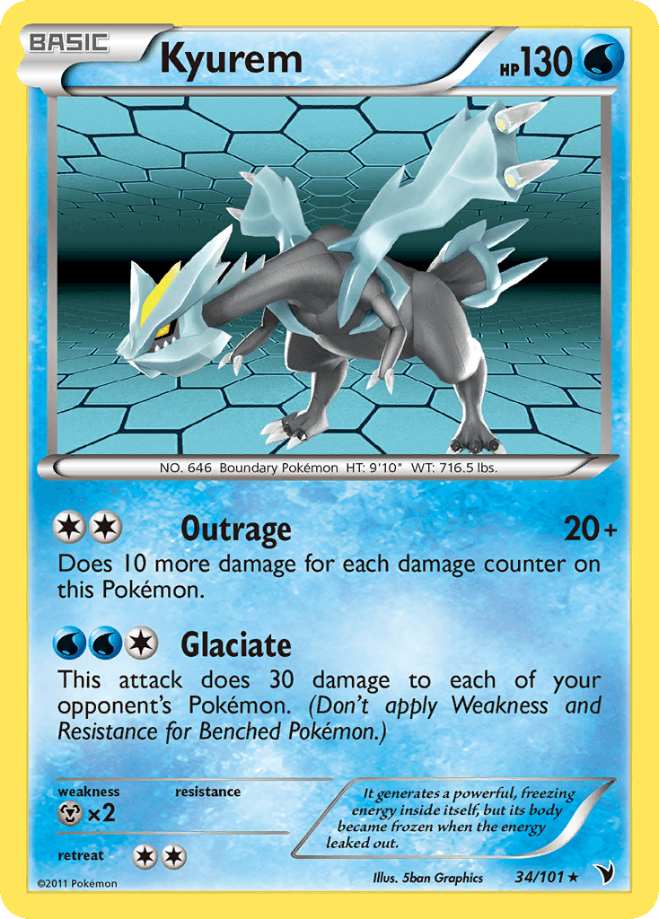 34, Black & White: Noble Victories, Holo Rare, Holofoil, Metal[×2], Reverse Holofoil, Water Kyurem (34/101) [Black & White: Noble Victories] - Trading Card World