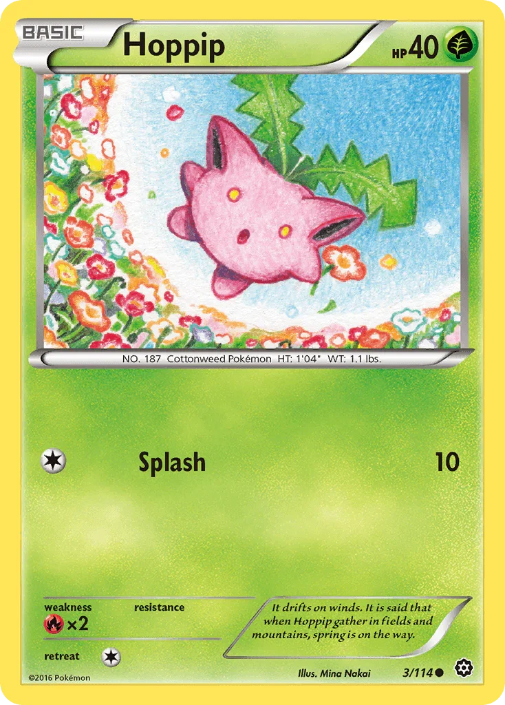 Common, Fire[×2], Grass, Normal, Reverse Holofoil, XY: Steam Siege Hoppip (3/114) [XY: Steam Siege] - Trading Card World