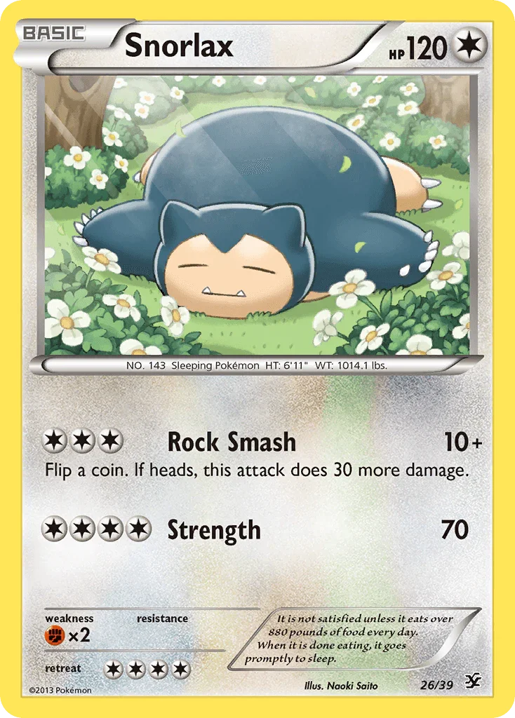 26, Colorless, Common, Fighting[×2], Normal, XY: Kalos Starter Set Snorlax (26/39) [XY: Kalos Starter Set] - Trading Card World
