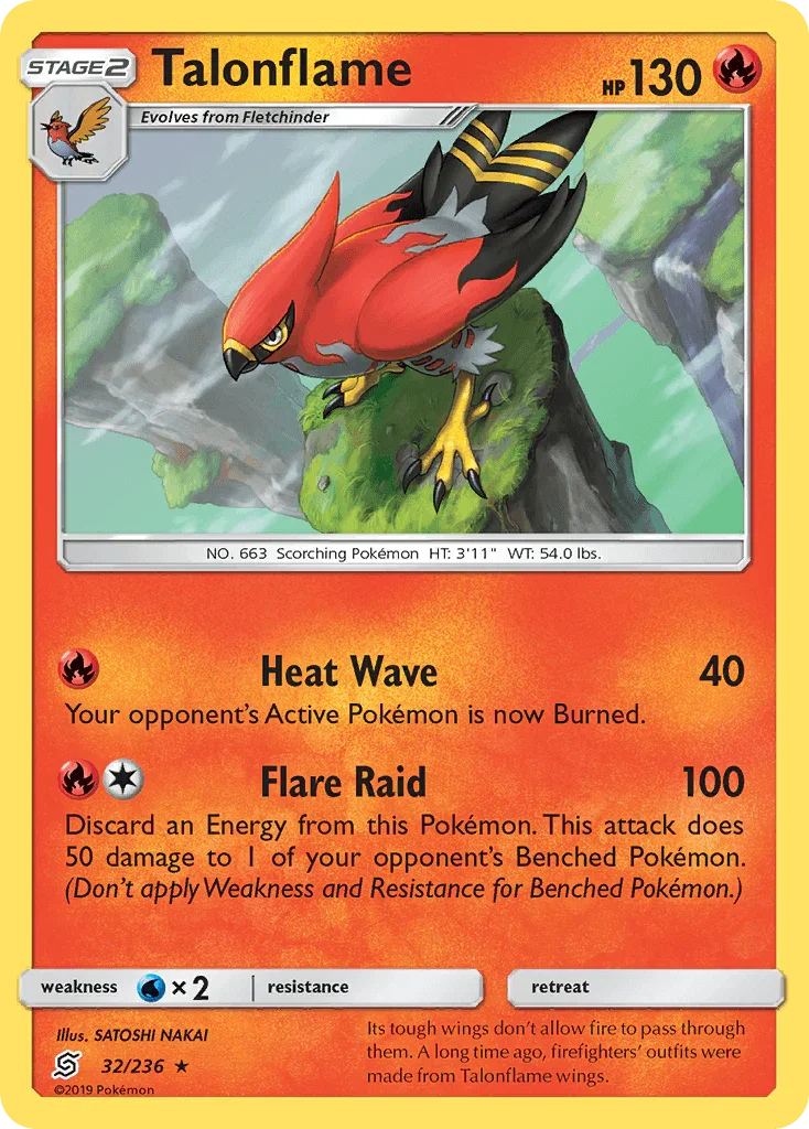 32, Fire, Normal, Rare, Reverse Holofoil, Sun & Moon: Unified Minds, Water[×2] Talonflame (32/236) [Sun & Moon: Unified Minds] - Trading Card World